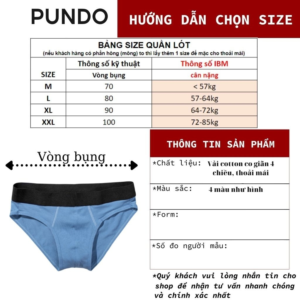 Quần Lót Nam PUNDO , chất lạnh co giãn , thoải mái thấm hút tốt QLPD07