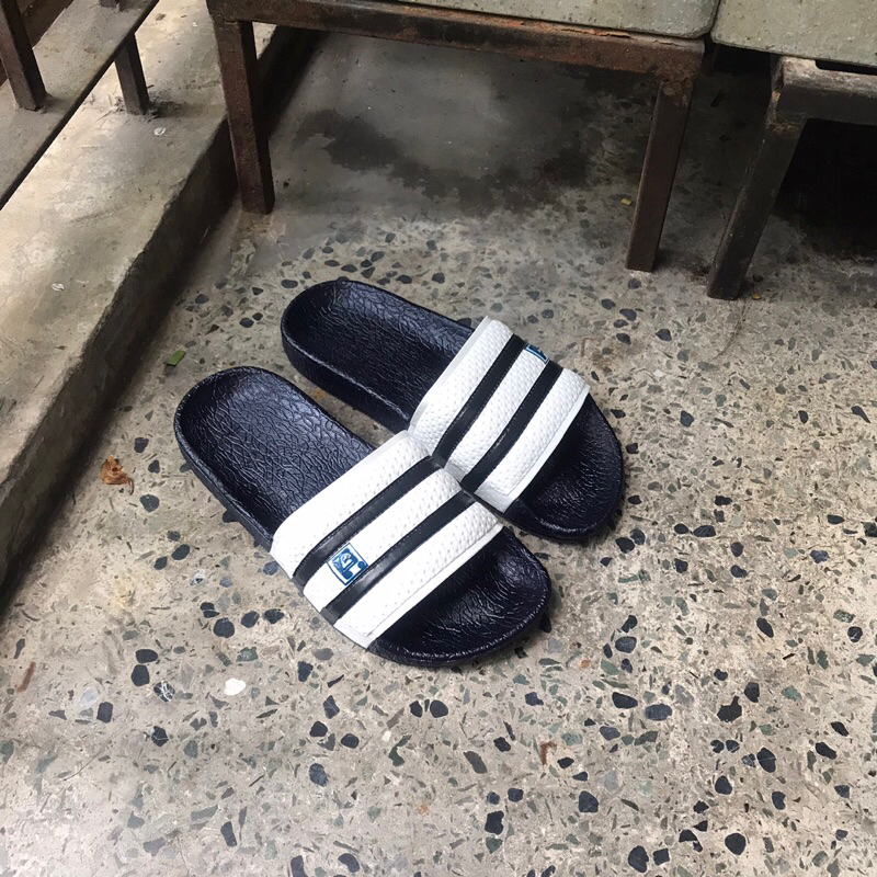 Dép nam quai ngang dép bánh mì sọc ngang cao su mềm