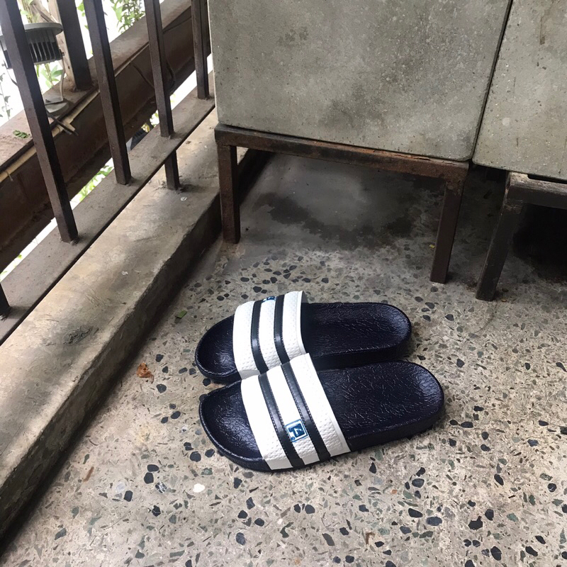 Dép nam quai ngang dép bánh mì sọc ngang cao su mềm