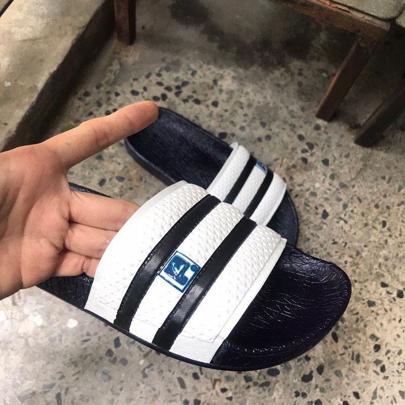 Dép nam quai ngang dép bánh mì sọc ngang cao su mềm