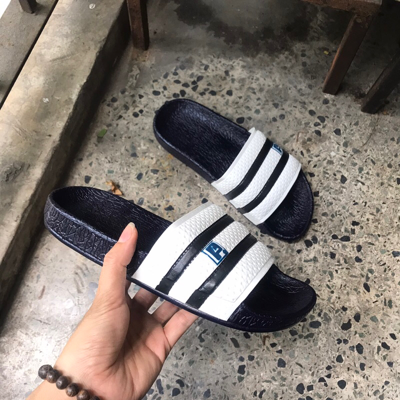 Dép nam quai ngang dép bánh mì sọc ngang cao su mềm