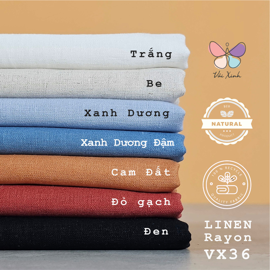 Vải Linen Rayon VX36 Khổ 140cm 138gsm Chất Liệu Tự Nhiên Bề Mặt Mềm Mịn Thoáng Mát