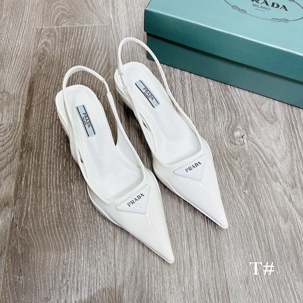 SANDAL PRADA GÓT NHÚ 3CM DA BÓNG