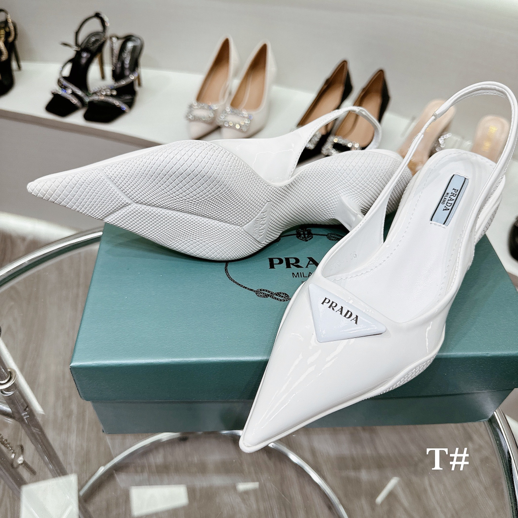 SANDAL PRADA GÓT NHÚ 3CM DA BÓNG