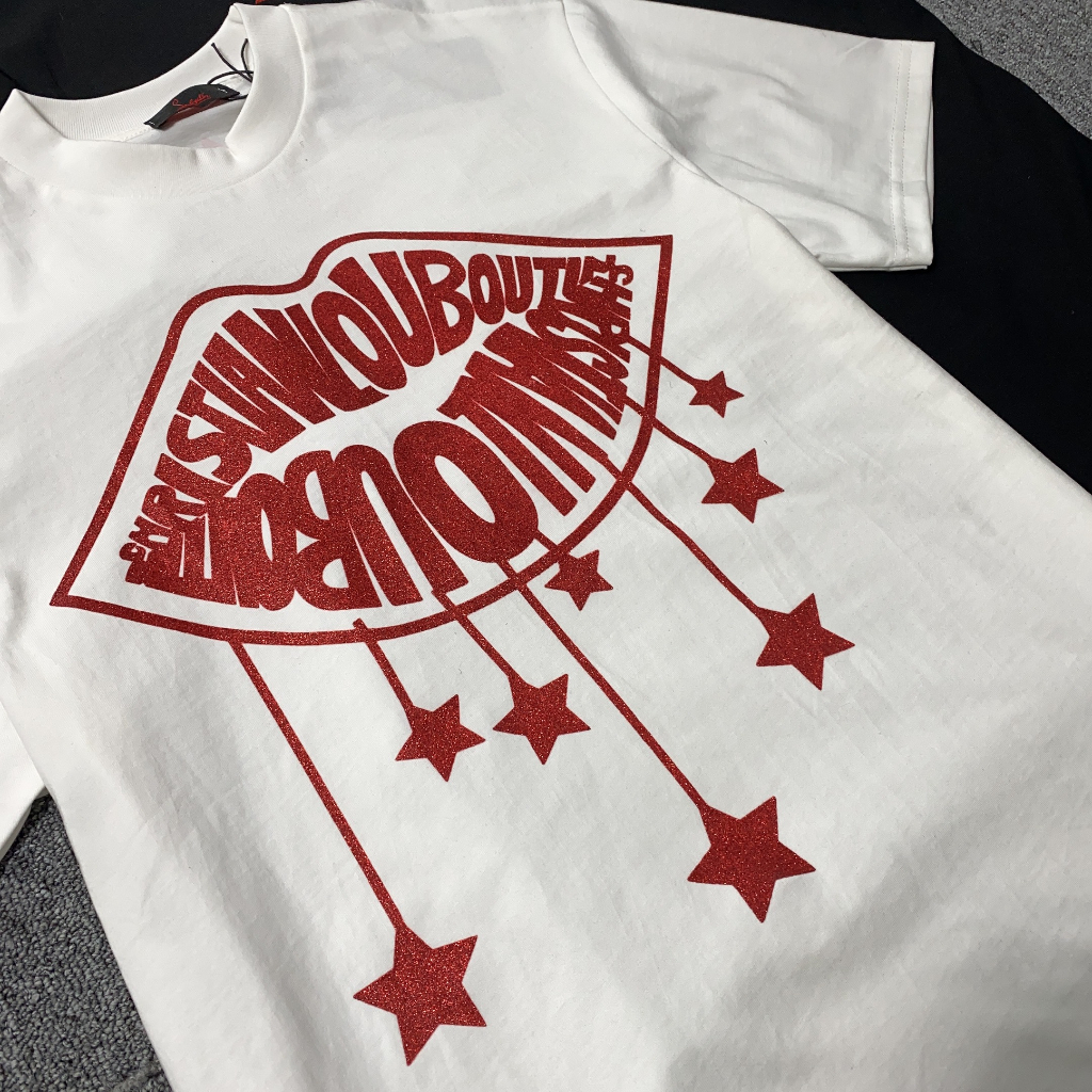 Áo Phông Nam Lauboutin In Hình Môi Kim Tuyến Siêu Đẹp - Áo Thun Louboutin Nam Nữ Chất Cotton Cao Cấp