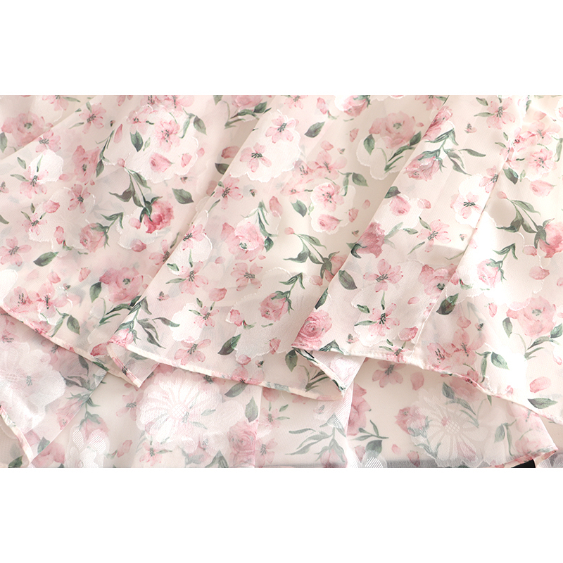 Z504 Váy hoa cổ V xuất dư của HOPESHOW