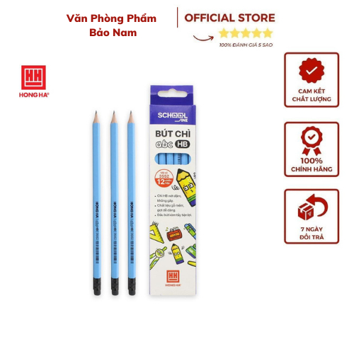 Bút chì gỗ HB Hồng Hà có đầu tẩy - 3552,Thân gỗ lục giác - Kích thước: Φ7,6 x 190mm ( đường kính x chiều dài bút)