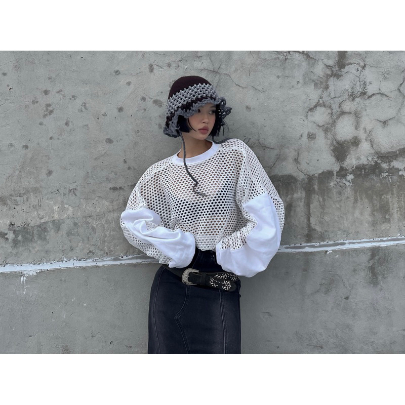 NET TOP - Áo lưới trắng