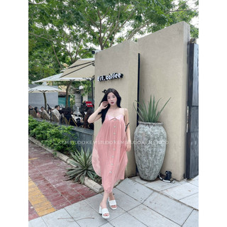 Váy 2 dây đi biển dáng dài cao cấp- Kem.Studio