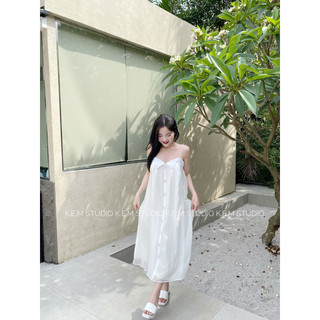 Váy 2 dây đi biển dáng dài cao cấp- Kem.Studio