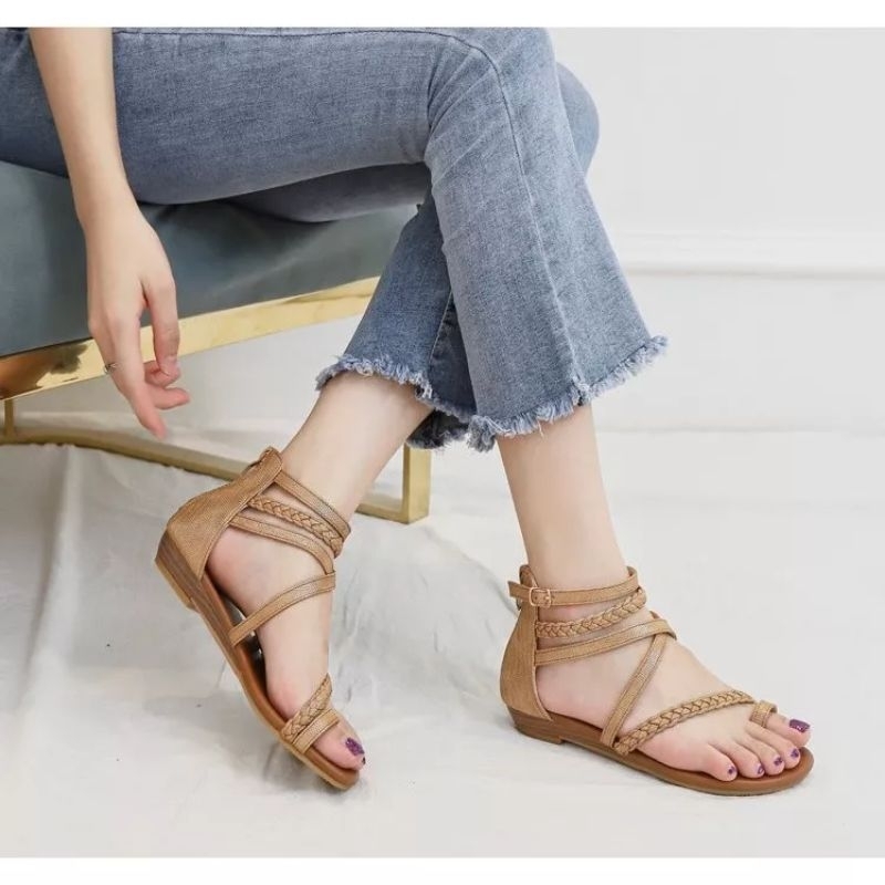 Giày sandal chiến binh xỏ ngón Boho dây bính