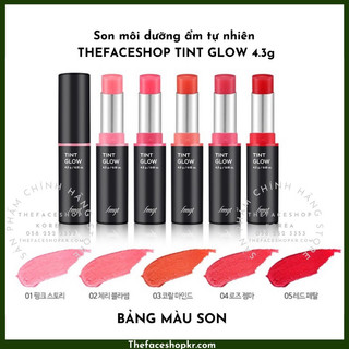 [Date Mới] Son môi dưỡng ẩm tự nhiên lên màu tươi căng mọng THE FACE SHOP TINT GLOW 4.3g