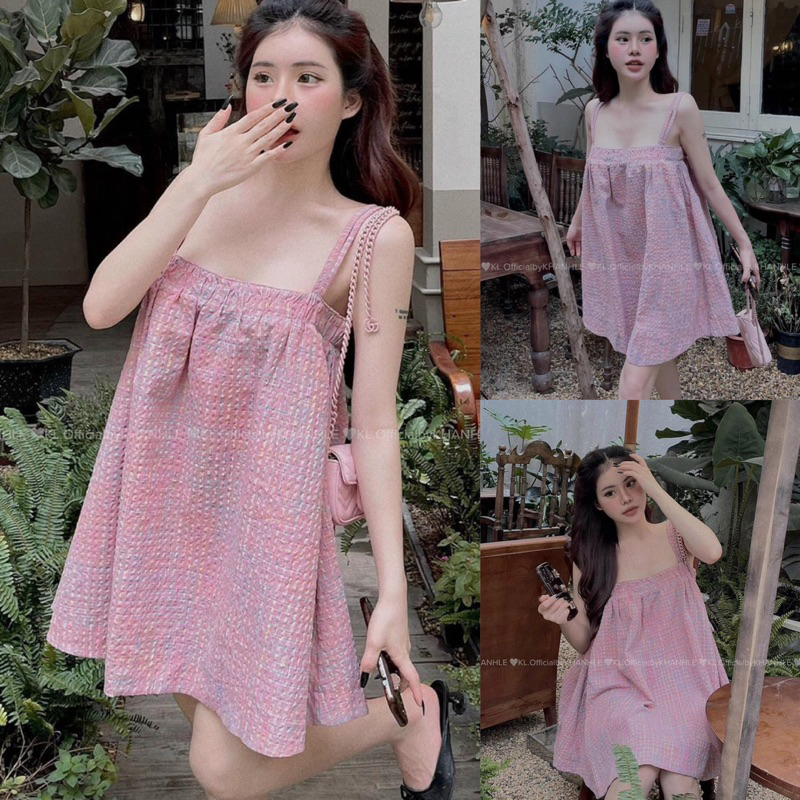 Đầm Xuông Babidoll Tằm 2 Line Xoè Rộng Dáng Ngắn