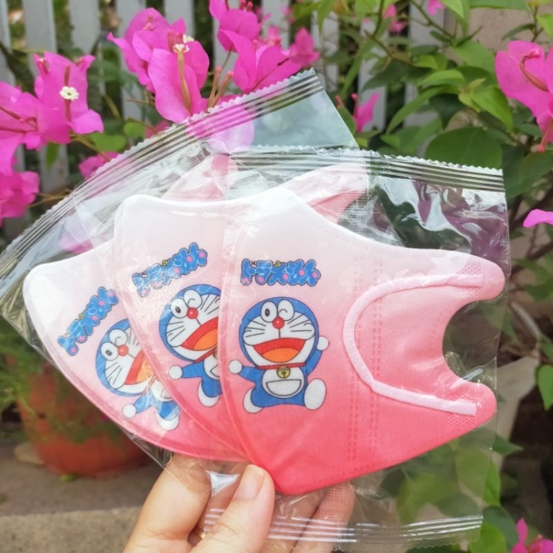 Khẩu Trang Trẻ Em 3D, Khẩu Trang Hoạt Hình DOREMON Cho Bé 4 Đến 12 Tuổi