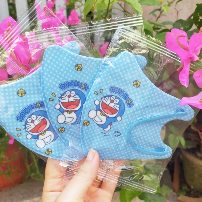 Khẩu Trang Trẻ Em 3D, Khẩu Trang Hoạt Hình DOREMON Cho Bé 4 Đến 12 Tuổi