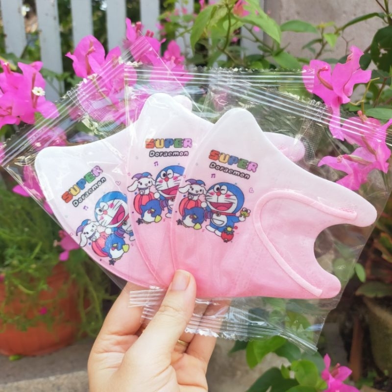 Khẩu Trang Trẻ Em 3D, Khẩu Trang Hoạt Hình DOREMON Cho Bé 4 Đến 12 Tuổi