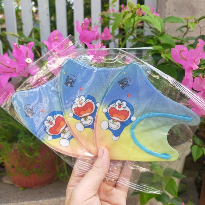 Khẩu Trang Trẻ Em 3D, Khẩu Trang Hoạt Hình DOREMON Cho Bé 4 Đến 12 Tuổi