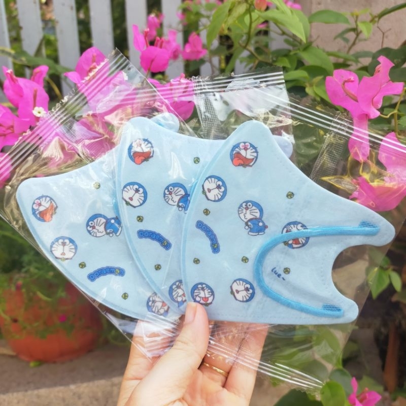 Khẩu Trang Trẻ Em 3D, Khẩu Trang Hoạt Hình DOREMON Cho Bé 4 Đến 12 Tuổi