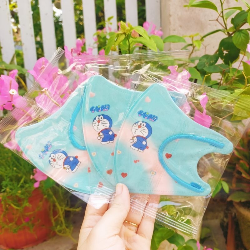 Khẩu Trang Trẻ Em 3D, Khẩu Trang Hoạt Hình DOREMON Cho Bé 4 Đến 12 Tuổi