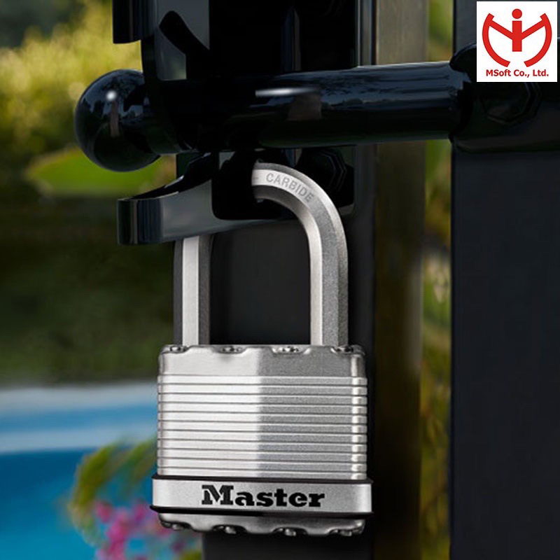 [Hỏa tốc HCM] Ổ khóa chống cắt Master Lock M5XDLF thân thép lá rộng 50mm càng dài - MSOFT