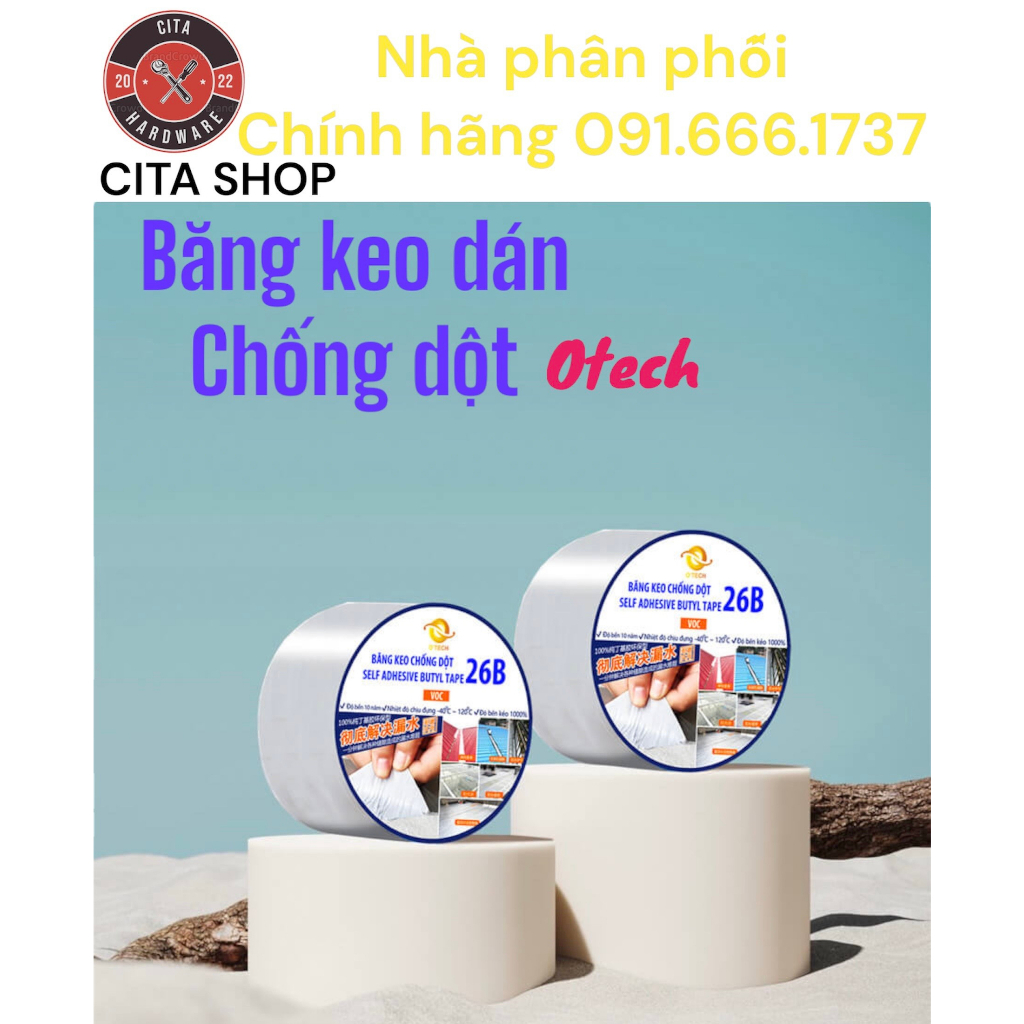 Băng keo chống thấm, chống dột chịu nhiệt cao siêu dính OTECH 26B ( cuộn 5m)