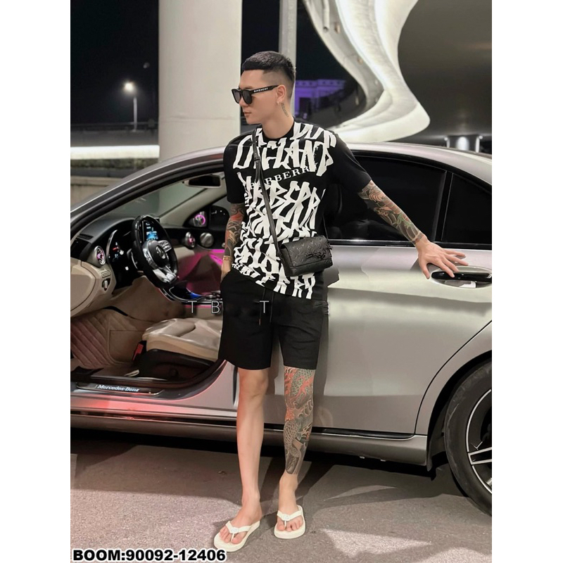 Áo phông nam nữ Premium Cotton in chữ BBR monogram mặt trước phong cách đường phố streetwear AP222P