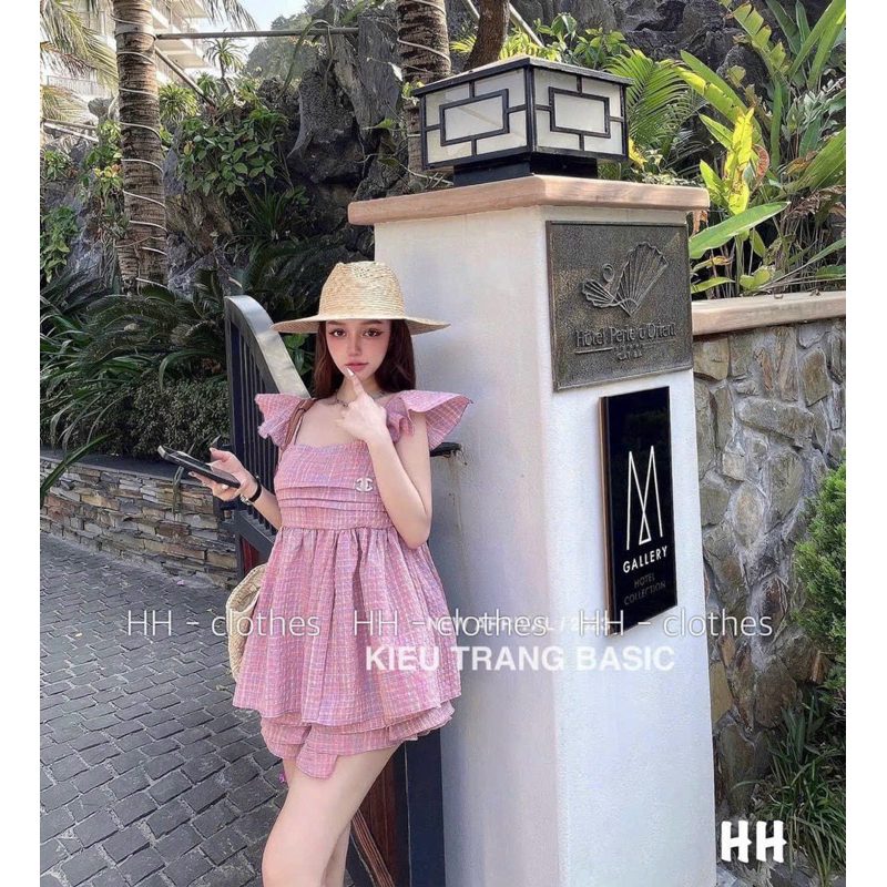 Set Bộ Tằm 2 Line  Thiết Kế QC Áo Cánh Tiên Babidoll Kèm Phụ Kiện Chaneo + Quần Short Đùi Loe 2 Lớp