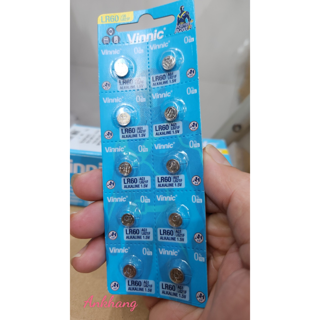 Vỉ 10 Viên Pin VINNIC LR60 / L621F / AG1 / 364 chính hãng