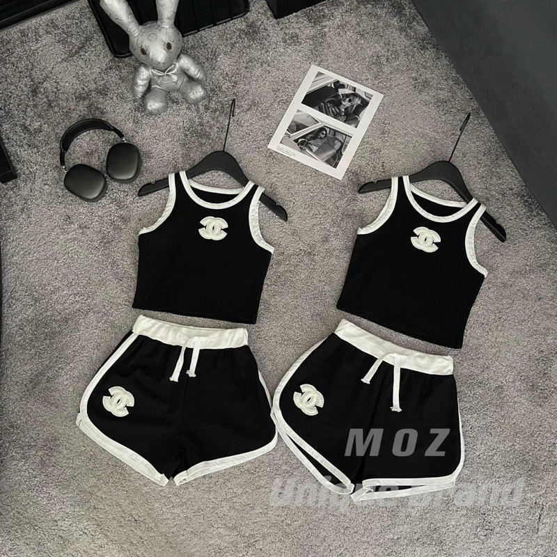 Set Bộ Thể Thao Sát Nách Viền Chaneo Hiệu + Quần Short Đùi Viền