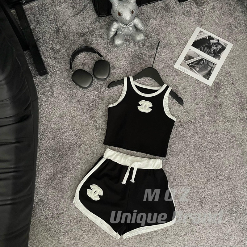 Set Bộ Thể Thao Sát Nách Viền Chaneo Hiệu + Quần Short Đùi Viền