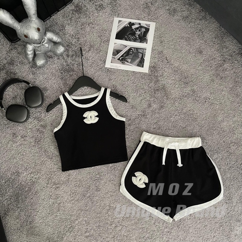 Set Bộ Thể Thao Sát Nách Viền Chaneo Hiệu + Quần Short Đùi Viền