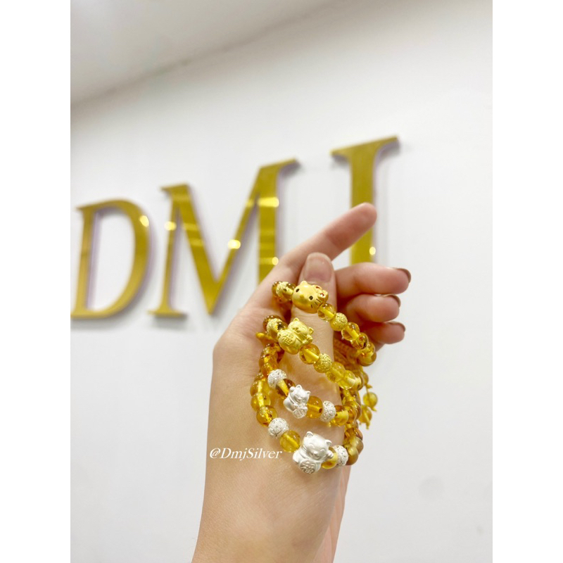 Vòng hổ phách cho bé DMJ Silver