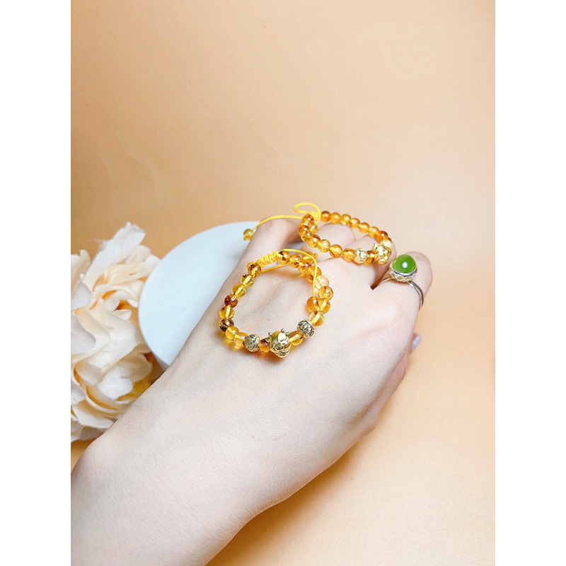 Vòng hổ phách cho bé DMJ Silver