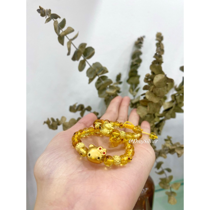 Vòng hổ phách cho bé DMJ Silver