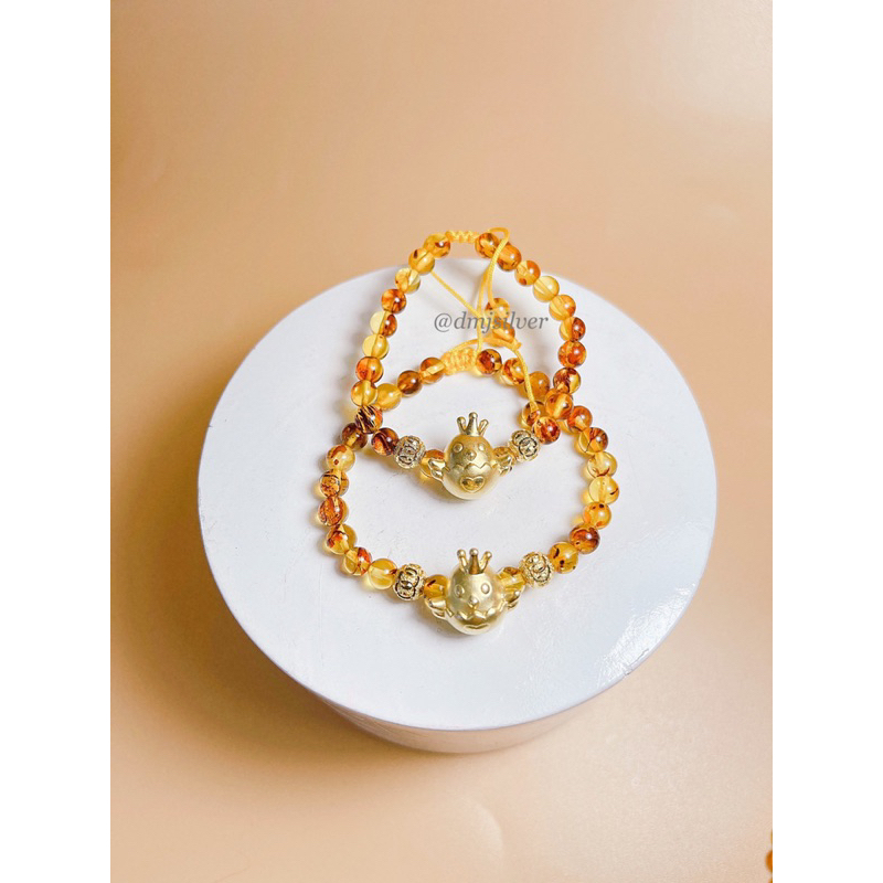 Vòng hổ phách cho bé DMJ Silver