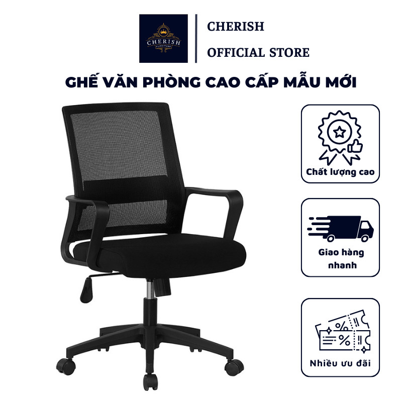 Ghế Văn Phòng Công Thái Học Tựa Lưng Lưới Điều Chỉnh Độ Cao Nhập Khẩu Cao Cấp Mẫu Mới Cherish