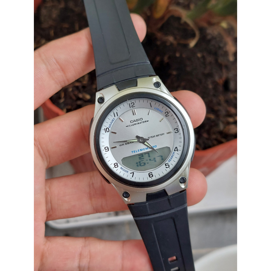 Đồng hồ nam Casio Telememo AW.80 2 máy chạy pin hàng Si
