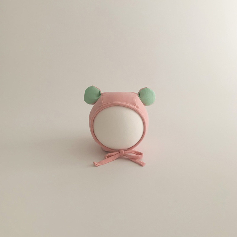 Mũ trùm cotton tai gấu tròn cho bé