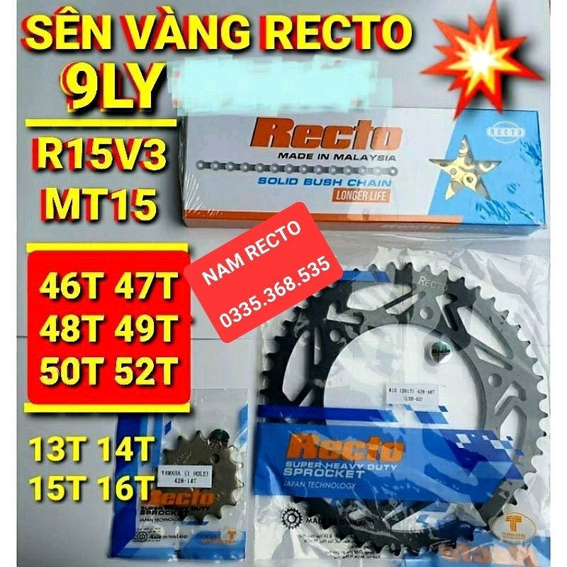 Nhông sên dĩa 9Ly R15v3,Mt15,Xsr155,Fz155 chính hang Recto