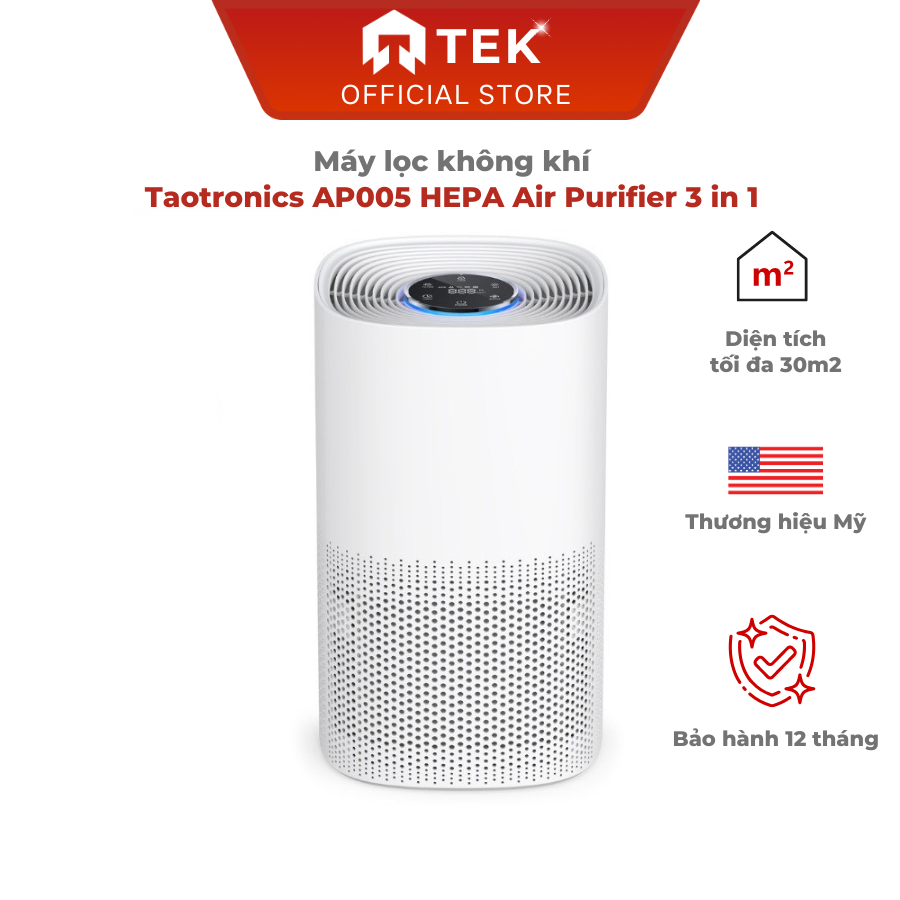 Máy lọc không khí TaoTronics AP005 HEPA bảo hành 12 tháng phù hợp cho căn hộ dưới 30m2 với Chế độ tự động, Hẹn giờ | BigBuy360 - bigbuy360.vn