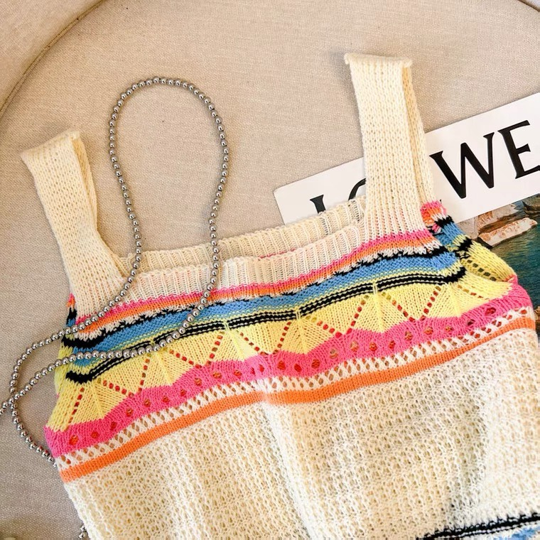 Áo tank top dáng xuông thiết kế hai dây họa tiết sọc ngang ALEN 902