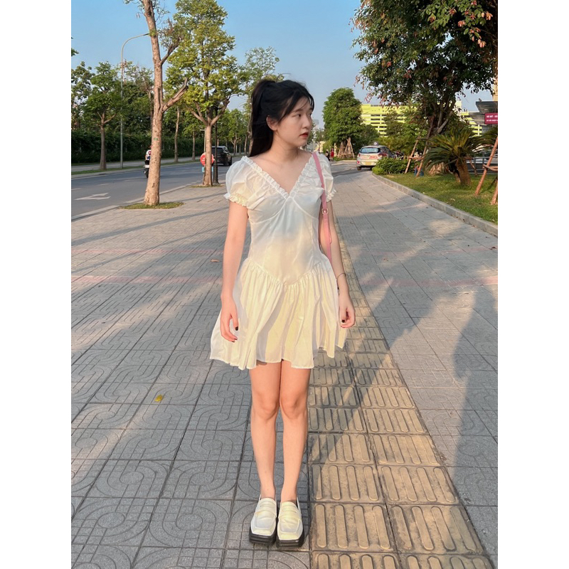 Váy thô xoè trễ vai baziz closet