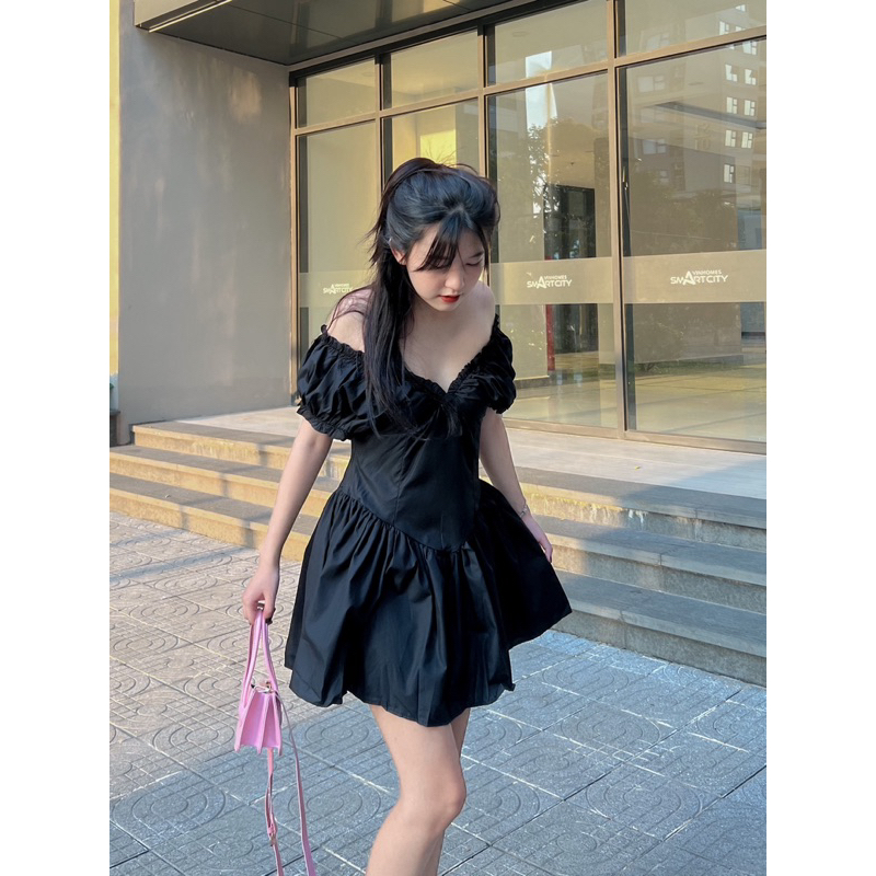 Váy thô xoè trễ vai baziz closet