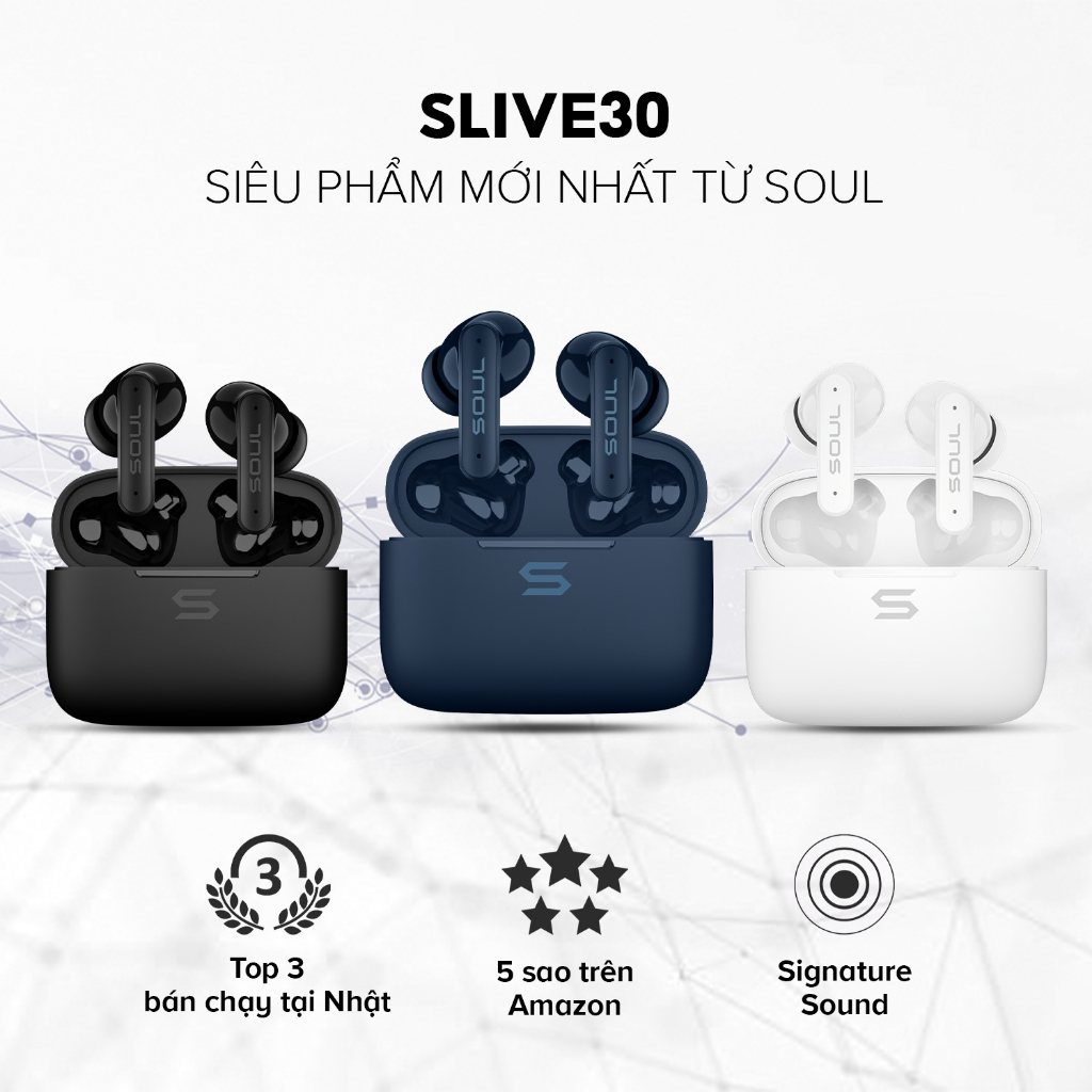 Tai Nghe Bluetooth TWS SOUL S-Live 30, BT 5.3, Kháng IPX4, Độ Trễ Thấp 60ms, Nghe Nhạc Đến 30H - Hàng Chính Hãng