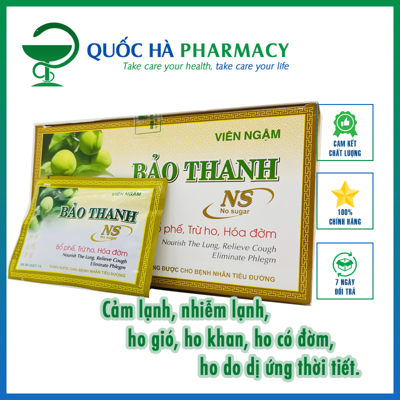 Viên ngậm Bảo Thanh không đường (Hộp 10 vỉ, 20 vỉ) -Quốc Hà Pharmacy