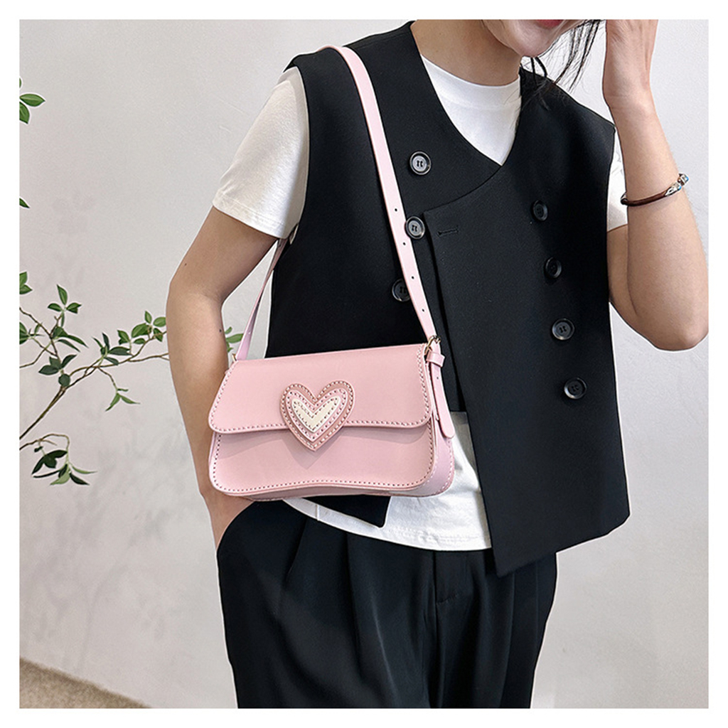 Túi handmade tự đan, Túi tự làm DA63 trái tim da PU  có video hướng dẫn Kawaii_Handmade