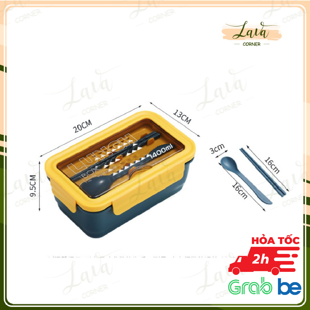 Hộp Cơm Văn Phòng Lúa Mạch Giữ Nhiệt Lunch Box Tặng Kèm Muỗng Nĩa Đũa Cao Cấp An Toàn Sức Khỏe Sử Dụng Được Lò Vi Sóng