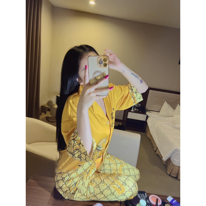 Bộ Pijama Nữ Tay Ngắn Cánh Dơi Cute Dễ Thương