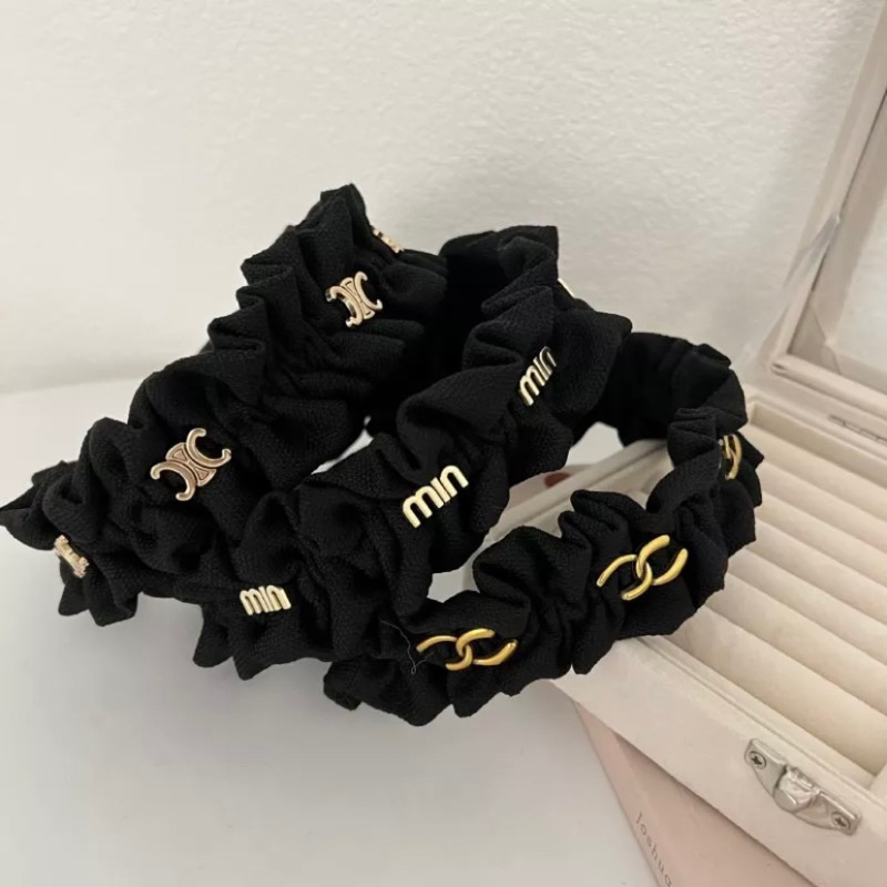 Bờm tóc vải nhăn⚡ FREE SHIP ⚡ Băng đô cài tóc nhún đính phụ kiện thương hiệu phong cách Hàn Quốc