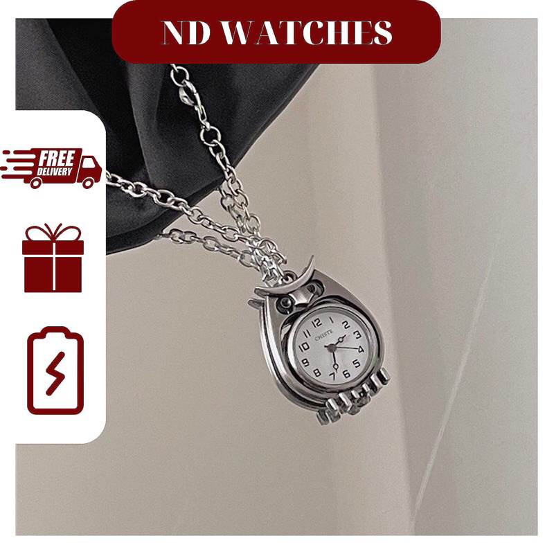 Đồng Hồ Dây Chuyền Hình Cú Dễ Thương Unisex, Đồng Hồ Đeo Cổ Hình Con Cú Mặt Tròn Dễ Thương Nam Nữ ND Watches